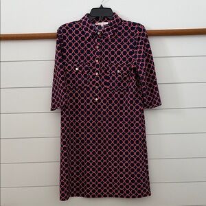 Jude Connally Long Sleeve Dress in Navy and Orange